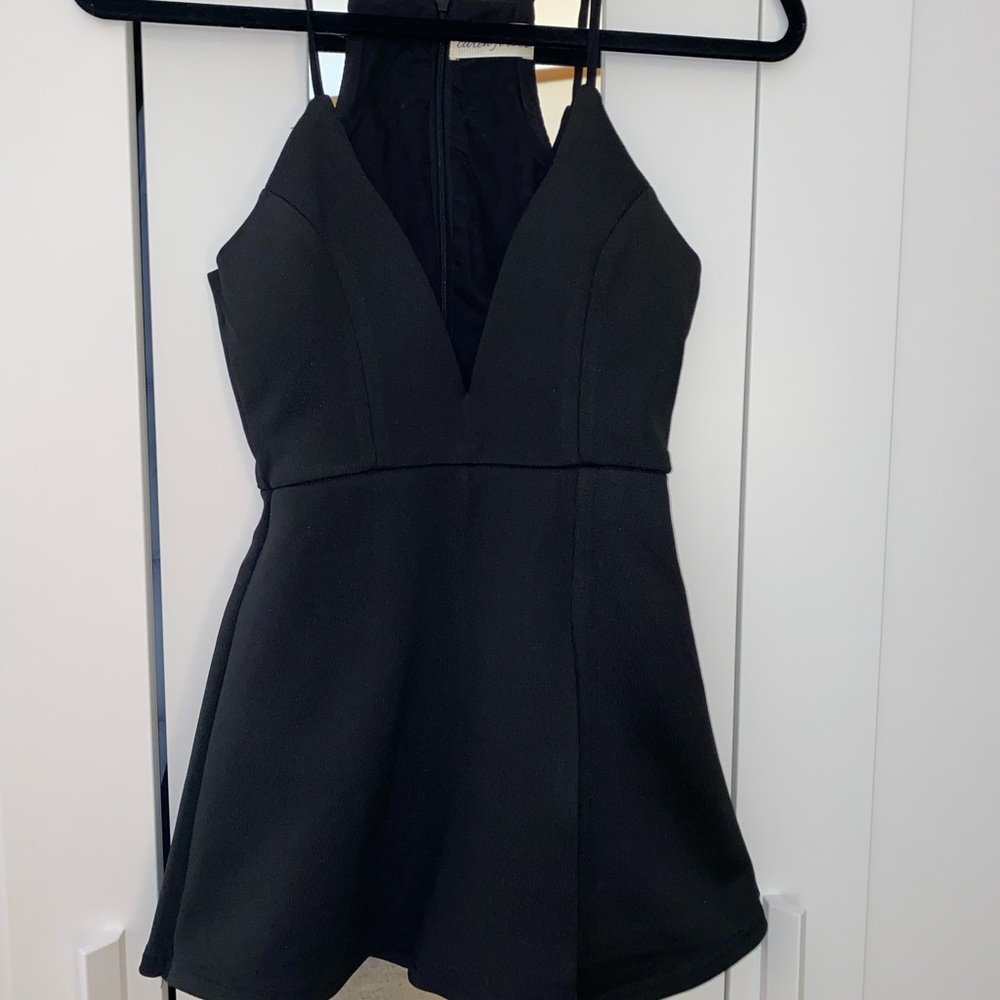 Deep V-neck black romper